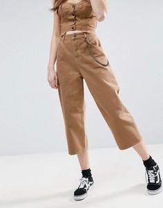 Укороченные расклешенные джинсы табачного цвета ASOS - Коричневый