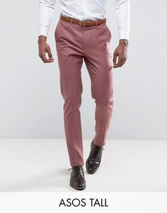 Розовые зауженные строгие брюки из 100% мериносовой шерсти ASOS TALL Wedding - Розовый