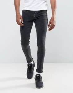 Черные супероблегающие джинсы из мраморного денима Hoxton - Черный