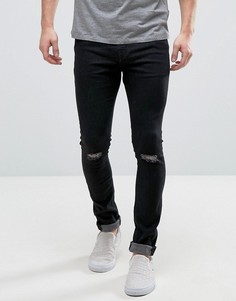 Черные джинсы суперскинни с рваными коленями Hoxton Denim - Черный