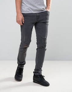 Черные рваные джинсы скинни ASOS - Черный