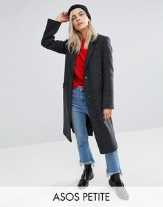 Фактурное пальто с карманами ASOS PETITE - Серый