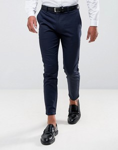 Саржевые узкие брюки Burton Menswear - Темно-синий