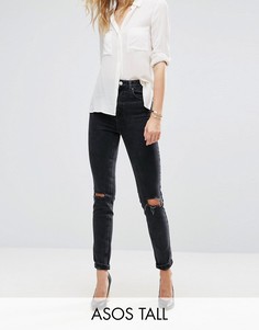 Узкие джинсы в винтажном стиле с завышенной талией ASOS TALL FARLEIGH - Черный