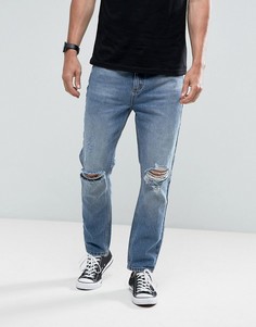 Выбеленные джинсы с рваной отделкой Rollas Stubs Orignal - Синий