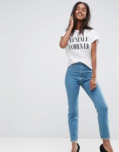 Синие джинсы слим в винтажном стиле с завышенной талией ASOS FARLEIGH - Синий