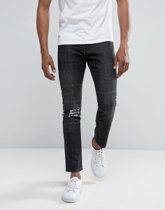 Черные джинсы слим со вставками Brooklyn Supply Co - Черный