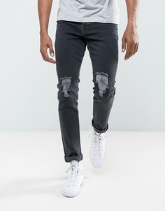 Черные джинсы скинни с рваными коленями Brooklyn Supply Co - Черный