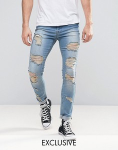 Светлые джинсы с рваной отделкой Brooklyn Supply Co Grunge - Синий