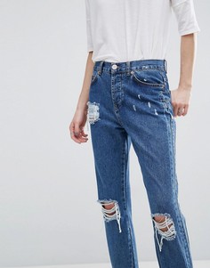 Прямые джинсы с лямками внизу ASOS - Синий