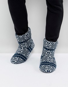 Темно-синие сапожки-слиперы с новогодним узором Фэйр-Айл ASOS - Темно-синий