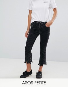 Черные выбеленные укороченные расклешенные джинсы ASOS PETITE - Черный