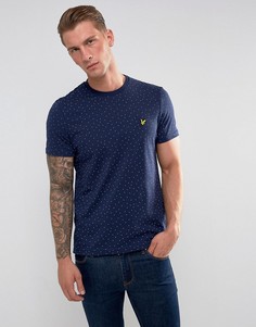 Темно-синяя футболка в мелкий горошек Lyle & Scott - Темно-синий