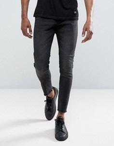 Черные выбеленные джинсы скинни с необработанными краями Only & Sons - Черный