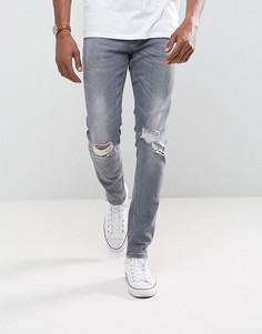 Серые рваные джинсы скинни ASOS - Серый