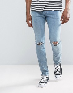 Синие облегающие джинсы с рваными коленями Cheap Monday - Синий