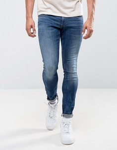 Выбеленные суперузкие джинсы цвета индиго с потертостями G-Star 3301 - Темно-синий