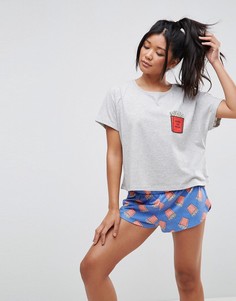 Пижамный комплект с футболкой и шортами ASOS Fry-Day - Мульти