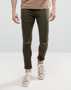 Супероблегающие джинсы с рваными коленями Criminal Damage - Зеленый