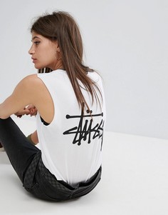 Майка с крупным логотипом на спине Stussy - Белый