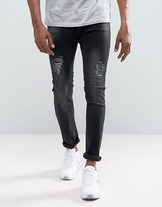 Черные выбеленные облегающие джинсы с рваной отделкой Just Junkies Sicko - Черный