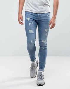 Обтягивающие джинсы с рваной отделкой Brooklyn Supply Co - Синий