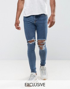 Супероблегающие джинсы с дырками на коленях Jaded London - Синий