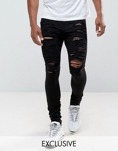 Черные супероблегающие джинсы с рваной отделкой Jaded London - Черный