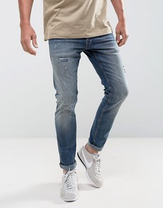Узкие джинсы с рваной отделкой Jack & Jones Intelligence - Синий