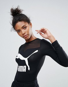 Трикотажное боди с логотипом Puma - Черный