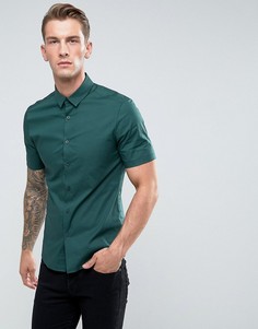 Сине-зеленая приталенная рубашка ASOS - Зеленый