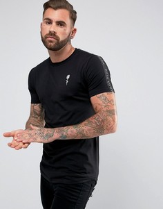 Черная футболка с отделкой Rose London - Черный