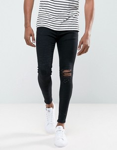 Супероблегающие джинсы с рваной отделкой Rose London - Черный