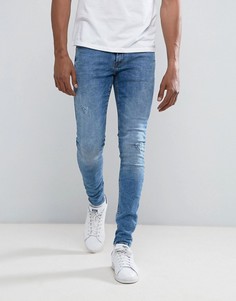 Синие выбеленные супероблегающие джинсы с рваной отделкой Blend Lunar - Синий