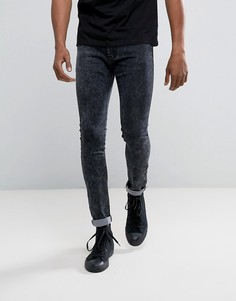 Серые джинсы скинни с эффектом кислотной стирки Liquor & Poker - Серый