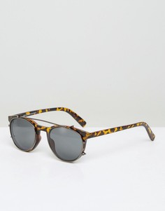 Солнцезащитные очки с черепаховой оправой в стиле ретро Selected Homme - Черный