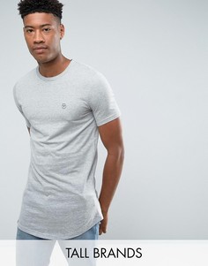 Удлиненная меланжевая футболка с асимметричным краем Le Breve TALL - Серый
