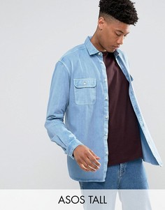 Синяя выбеленная оверсайз-рубашка ASOS TALL - Синий
