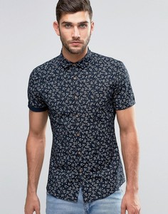 Рубашка скинни с цветочным принтом ASOS - Темно-синий
