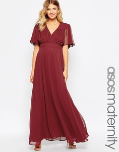 Платье макси для беременных в стиле 70‑х с расклешенными рукавами ASOS Maternity - Красный