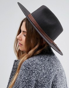 Мягкая фетровая шляпа с отделкой из натуральной кожи Brixton Drover - Черный