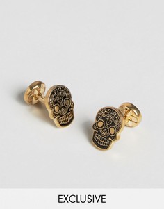 Золотистые запонки с черными черепами Noose & Monkey эксклюзивно для ASOS - Золотой