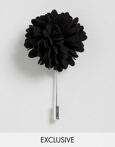 Булавка на лацкан с черным цветком Noose & Monkey эксклюзивно для ASOS - Черный