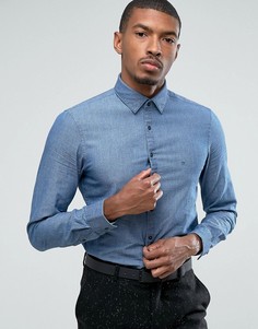 Фактурная джинсовая рубашка скинни Calvin Klein - Синий