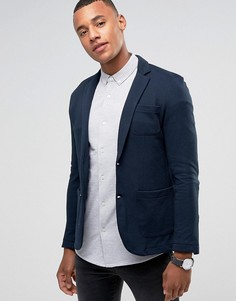 Узкий трикотажный блейзер Jack & Jones Premium - Темно-синий