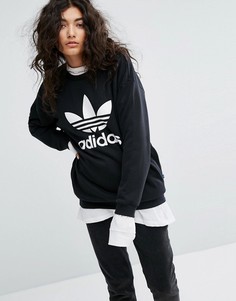 Черный свитшот с логотипом-трилистником adidas Originals - Черный