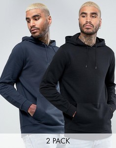 2 длинных худи (темно-синий, черный) ASOS - СКИДКА - Мульти