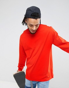 Серый оверсайз-лонгслив с манжетами ASOS - Красный
