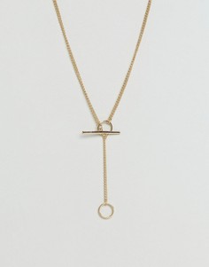 Ожерелье-цепочка с подвеской-тогл ASOS - Золотой