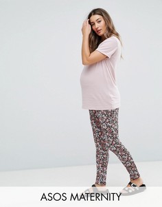 Трикотажные брюки галифе с мелким принтом ASOS Maternity - Мульти